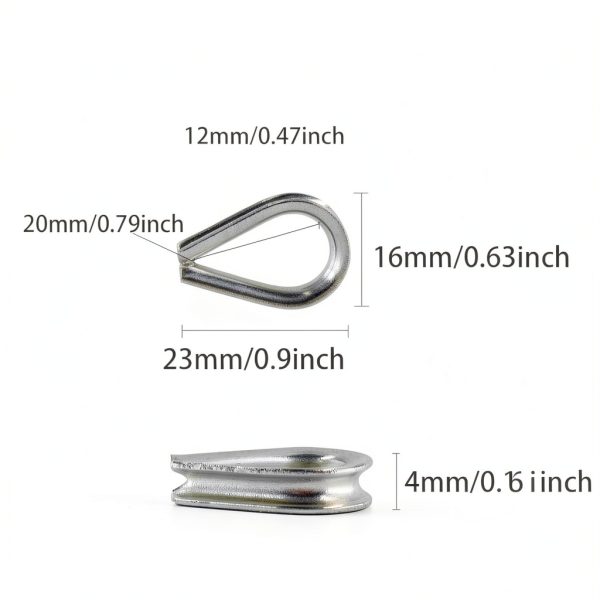 M4 Stainless Steel Thimbles PDETVEO 20pcs for 5/32" Wire Rope Cable-2