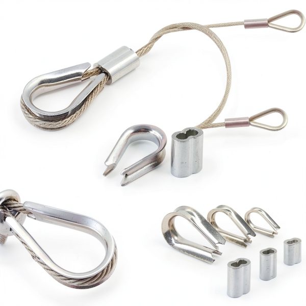 Wire Rope Thimbles Kit Glarks 250pcs 304 Steel & Aluminum Crimping-4