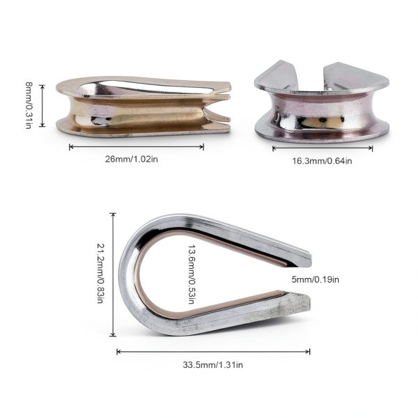 3/16" Wire Rope Thimbles 6Pcs by PNXKTXO Stainless Steel Rigging Kit-1
